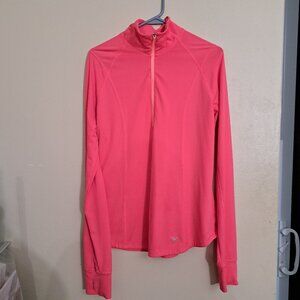 Old Navy Active Women's 1/4 Zip Pink Pullover Top Shirt Thumb Holes Sz Large